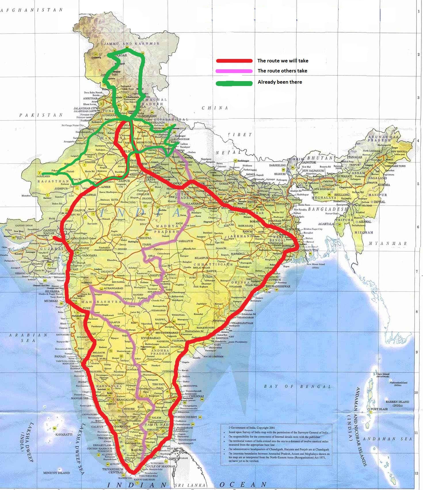Motorcycle route across India — 5,500 miles for polio eradication